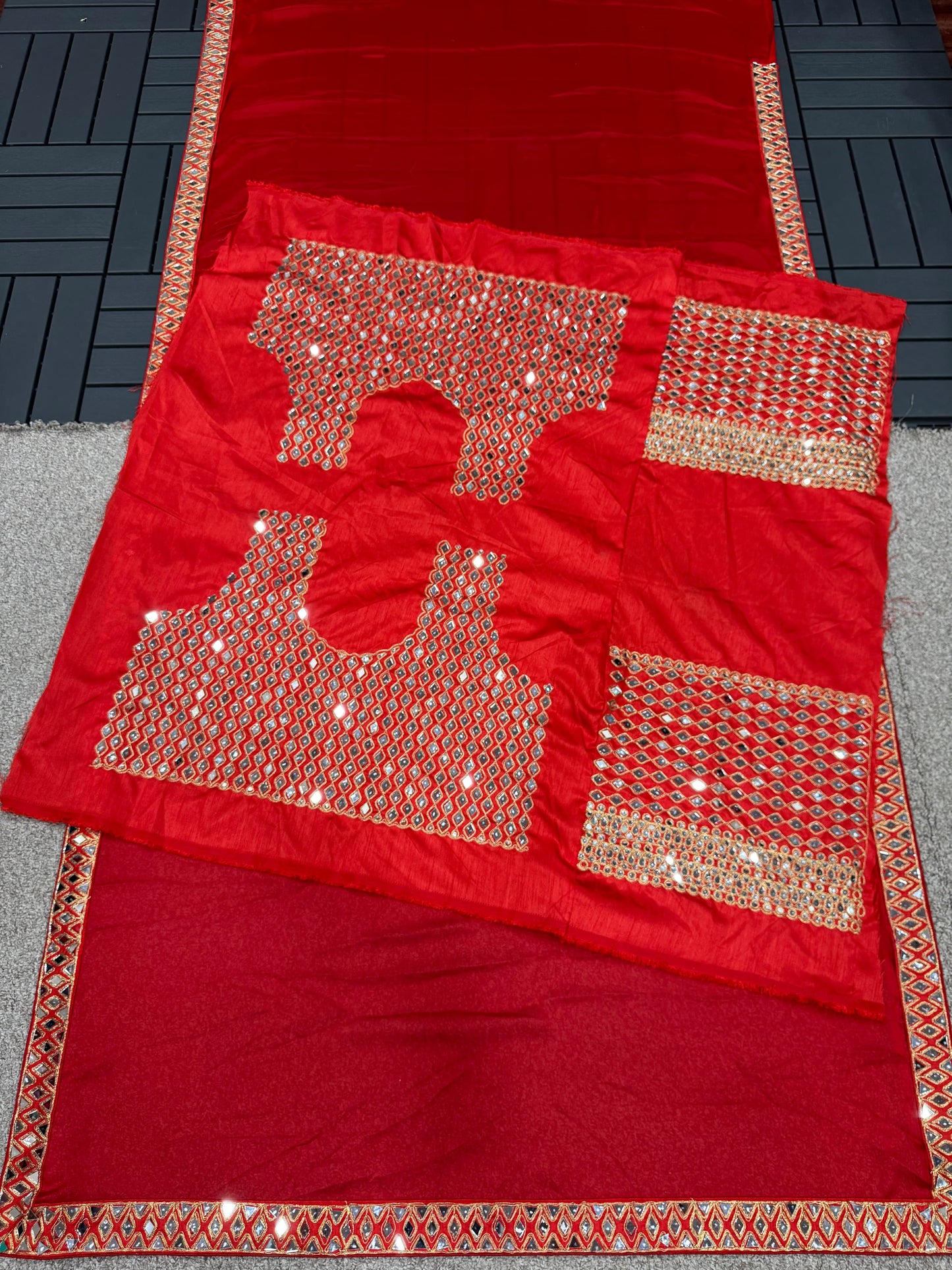 Rangoli silk with mirror design